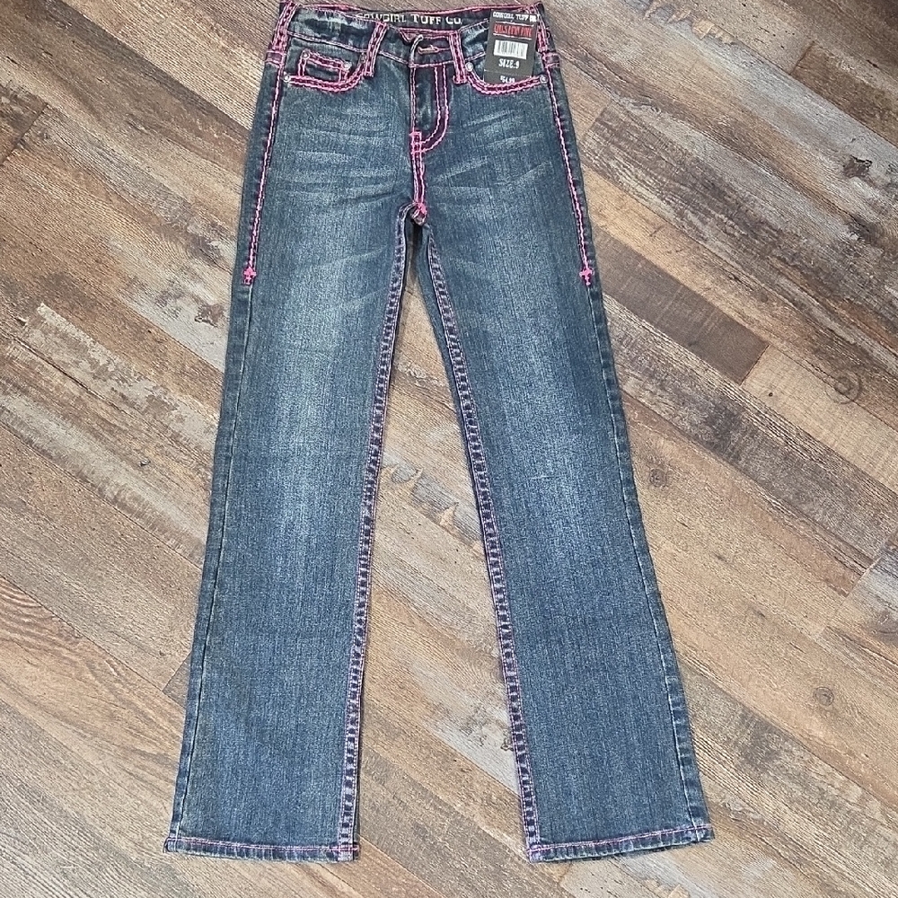 Cowgirl Tuff Blue Jeans with Pink Accents